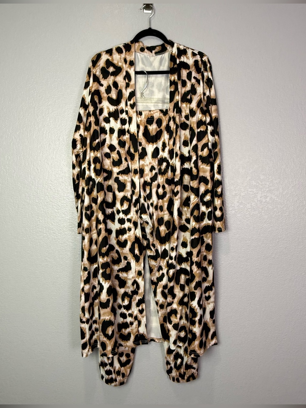 SHEIN Curve Leopard Duster Jacket and Jogger Pant 3XL